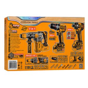 INGCO - 20V Cordless 3 Pcs Combo Kit